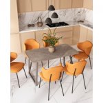 Стол обеденный Vermont 140*80 см  керамика темная ножки серые