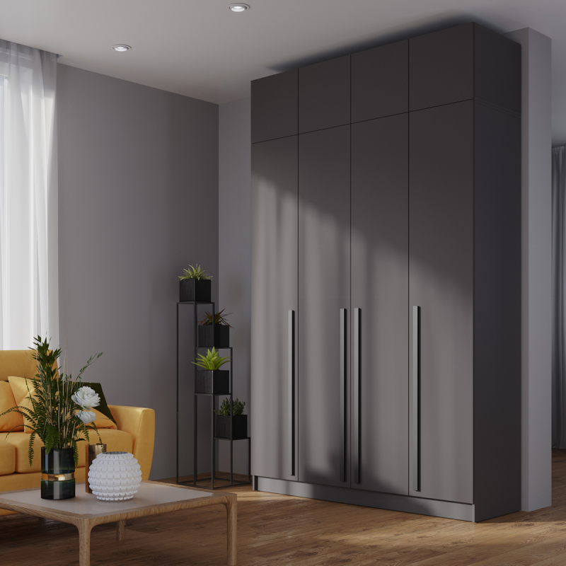 Набор Шкаф Бостон 1600+антресоль графит (шкаф+антресоль)