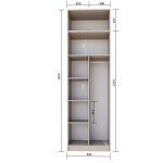 Набор Шкаф Голд Бостон+антресоль Бежевый 800*2600*520 (Глиняный Серый) (шкаф+антресоль)