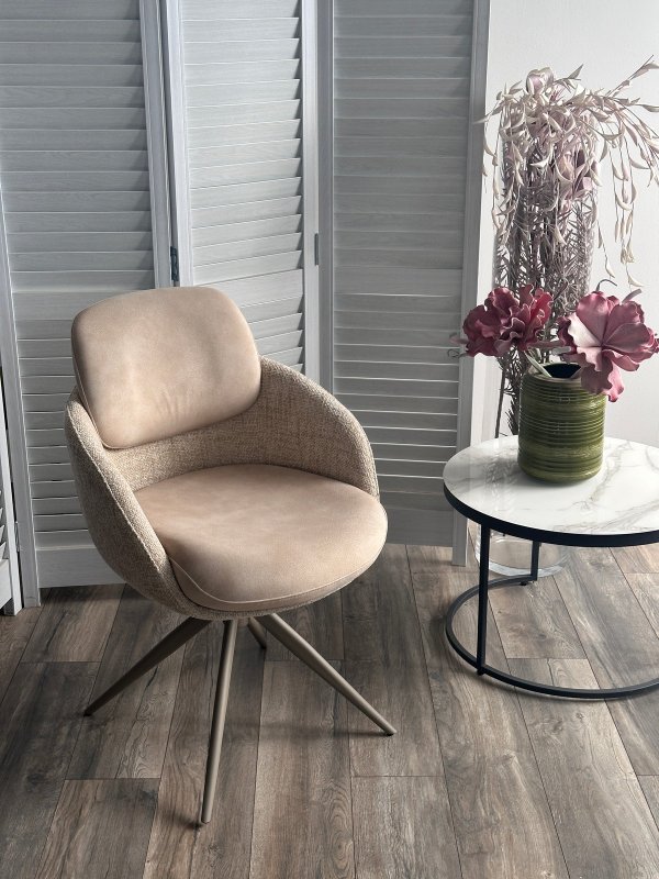 Стул ГРЕЙС (GRACE) 360 град., цвет БЕЖЕВЫЙ (PENA-120 / G1229-3, ткань / ЛАТТЕ каркас, ®DISAUR