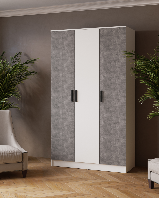 Шкаф комбинированный Ларс (1,2) без зеркала белый/ателье светлое