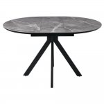 Стол Rudolf круглый раскладной 100-130x100x75см, серый керамогранит, черный