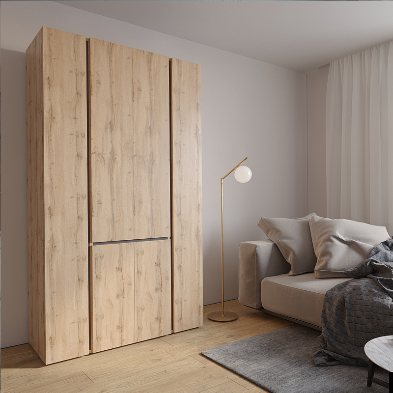 Шкаф распашной Сура 2 (1200х2100х480) Дуб вотан/ графит