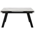 Стол МОРИС-2 140 БЕЛЫЙ МРАМОР АКТИВНЫЙ , керамика / Черный каркас, М-City