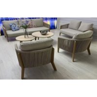 "Куршевель" кофейный столик из алюминия D60, столешница из искусственного камня