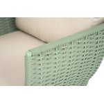 "Фиджи" кресло плетеное из роупа, каркас алюминий (RAL6021) глянец, роуп зеленый (4204) круглый tex/KT18-0024, 15 мм tex, ткань Mossle бежевая