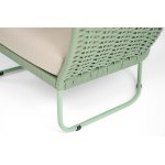 "Фиджи" кресло плетеное из роупа, каркас алюминий (RAL6021) глянец, роуп зеленый (4204) круглый tex/KT18-0024, 15 мм tex, ткань Mossle бежевая