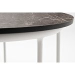 "Эквадор" журнальный стол из HPL круглый Ø40 H55, каркас из алюминия белый муар, цвет столешницы "серый мрамор"
