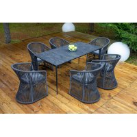 "Романо" обеденная группа на 6 персон, каркас темно-серый, роуп темно-серый