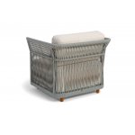 "Лугано" кресло плетеное из роупа, каркас алюминий светло-серый (RAL7035) муар, роуп серый меланж круглый, ткань Mossle светло-бежевая