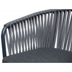 "Бордо" стул барный плетеный из роупа, каркас из стали темно-серый (RAL7024) муар, роуп серый 15мм, ткань темно-серая 027