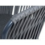 "Бордо" стул барный плетеный из роупа, каркас из стали темно-серый (RAL7024) муар, роуп серый 15мм, ткань темно-серая 027