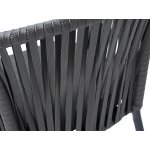 "Бордо" стул барный плетеный из роупа, каркас из стали темно-серый (RAL7024) муар, роуп серый 15мм, ткань темно-серая 027