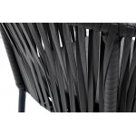 "Бордо" стул барный плетеный из роупа, каркас из стали темно-серый (RAL7024) муар, роуп серый 15мм, ткань темно-серая 027