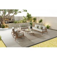 "Андорра" лаунж-зона 7-местная плетеная из роупа, цвет светло-серый, каркас под дерево