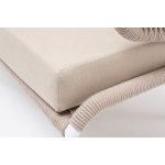 "Милан" диван 3-местный плетеный из роупа, каркас алюминий белый муар, роуп бежевый круглый, ткань бежевая 15052