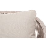 "Милан" диван 3-местный плетеный из роупа, каркас алюминий белый муар, роуп бежевый круглый, ткань бежевая 15052