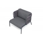 "Ронда" кресло плетеное из роупа, каркас алюминий темно-серый (RAL7024) муар, роуп серый 40 мм tex, ткань темно-серая 027