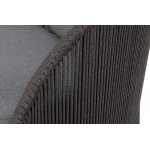 "Монтелла" диван 3-местный плетеный из роупа, каркас алюминий темно-серый (RAL7024) муар, роуп темно-серый круглый, ткань темно-серая 027