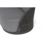 "Монтелла" диван 3-местный плетеный из роупа, каркас алюминий темно-серый (RAL7024) муар, роуп темно-серый круглый, ткань темно-серая 027