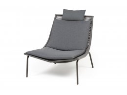 "Авиньон" кресло плетеное из роупа, каркас алюминий серый (RAL7022) муар, роуп серый круглый, ткань темно-серая 027 "Авиньон" кресло плетеное из роупа, каркас алюминий серый (RAL7022) муар, роуп серый круглый, ткань темно-серая 027