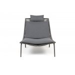 "Авиньон" кресло плетеное из роупа, каркас алюминий серый (RAL7022) муар, роуп серый круглый, ткань темно-серая 027