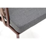 "Диего" стул плетеный из роупа, каркас из стали коричневый (RAL8016) муар, роуп коричневый круглый, ткань темно-серая 027