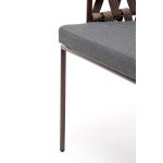 "Диего" стул плетеный из роупа, каркас из стали коричневый (RAL8016) муар, роуп коричневый круглый, ткань темно-серая 027