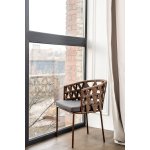 "Диего" стул плетеный из роупа, каркас из стали коричневый (RAL8016) муар, роуп коричневый круглый, ткань темно-серая 027