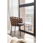 "Диего" стул плетеный из роупа, каркас из стали коричневый (RAL8016) муар, роуп коричневый круглый, ткань темно-серая 027