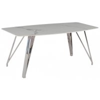 Стол обеденный Соар-2 F-1690,160х90х76 см, бело-серая керамика/хром серебро