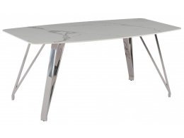 Стол обеденный Соар-2 F-1690,160х90х76 см, бело-серая керамика/хром серебро