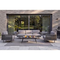 "Джелло" лаунж-зона 5-местная плетеная из роупа (веревки), каркас алюминиевый темно-серый, роуп темно-серый