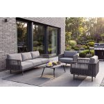 "Джелло" лаунж-зона 5-местная плетеная из роупа (веревки), каркас алюминиевый темно-серый, роуп темно-серый