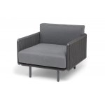 "Джелло" лаунж-зона 5-местная плетеная из роупа (веревки), каркас алюминиевый темно-серый, роуп темно-серый