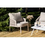 "Верона" лаунж-зона 5-местная плетеная из роупа (веревки), каркас алюминиевый белый, роуп бежевый