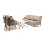 "Верона" лаунж-зона 5-местная плетеная из роупа (веревки), каркас алюминиевый белый, роуп бежевый