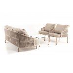 "Верона" лаунж-зона 5-местная плетеная из роупа (веревки), каркас алюминиевый белый, роуп бежевый