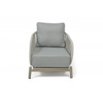 "Прато" кресло из искусственного ротанга, цвет светло-серый, каркас под дерево (холодно-бежевый)