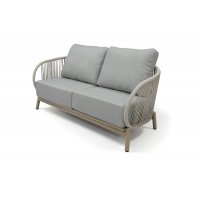 "Прато" диван двухместный из искусственного ротанга, цвет светло-серый, каркас под дерево (холодно-бежевый)