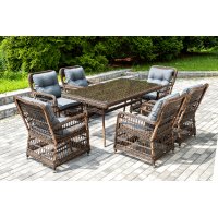 "Цесена" обеденная группа плетеная из искусственного ротанга, цвет коричневый