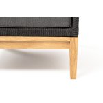 "Канны" кресло плетеное из роупа, основание дуб, роуп темно-серый круглый, ткань темно-серая 027