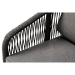 "Канны" кресло плетеное из роупа, основание дуб, роуп темно-серый круглый, ткань темно-серая 027