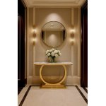 Стол-консоль Лира IST-806,120х40х76 см, небесный белый/золотой