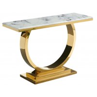 Стол-консоль Лира IST-806,120х40х76 см, небесный белый/золотой Стол-консоль Лира IST-806,120х40х76 см, небесный белый/золотой