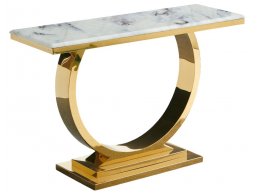 Стол-консоль Лира IST-806,120х40х76 см, небесный белый/золотой