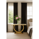 Стол-консоль Лира IST-806,120х40х76 см, небесный белый/золотой