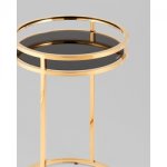 Журнальный столик Гестия 41*60см стекло черное сталь золото