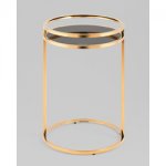 Журнальный столик Гестия 41*60см стекло черное сталь золото