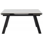 Стол МОРИС-2 140 MATTE БЕЛЫЙ МРАМОР, керамика / Черный каркас, М-City